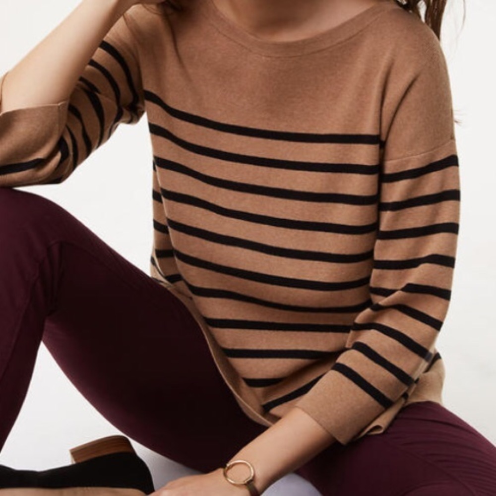loft brown and black striped sweater